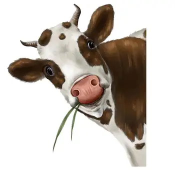 Стикер на прозореца крави Реалистични етикети с принтом выглядывающей крави Интересни забавни стикери за стена с принтом выглядывающей крави Стикери за стена крави на прозорци, прилепени