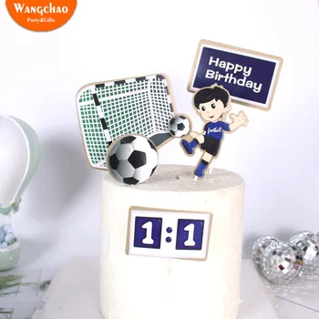Детска футболна спортна тема, в цилиндър за тортата с 