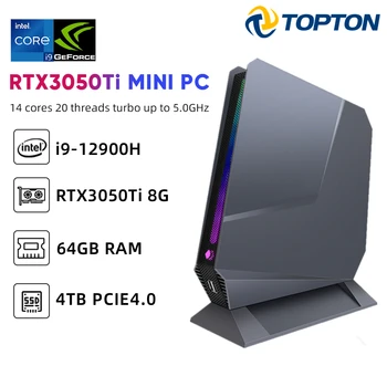 Topton Игра мини-КОМПЮТЪР на 12-то поколение Intel Core i9 12900 H i7 12700H Nvidia RTX3050Ti 8G Настолен компютър 3x4 K PCIE 4.0 и WiFi 6 BT5.2
