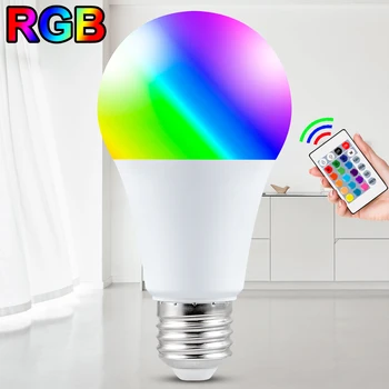 10 БР. Led Крушка E27 RGB Smart Светлини Лампа С Дистанционно Управление AC85-265V Прожектор 5 W 10 W 15 W Затемняемые Лампи ниско-енергийна Светлина
