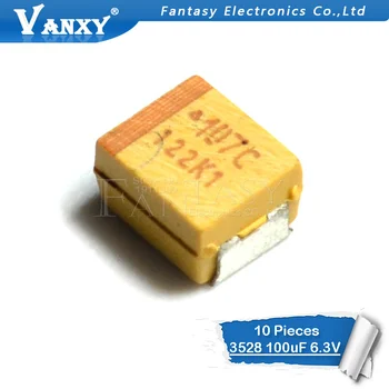 10шт B 3528 100 uf 6,3 107 SMD кондензатор танталовый