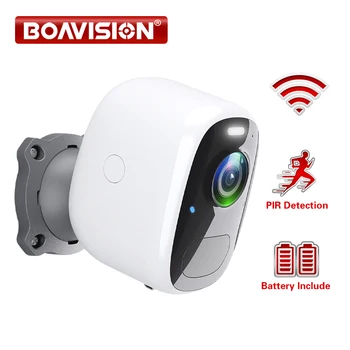 Безжична WiFi акумулаторна IP камера 1080P, цветни аларма за нощно виждане PIR, 2-лентов аудио-камера за външно видеонаблюдение на закрито