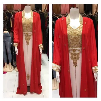 Празничен марокански кафтан, рокля Farasha Georgette Jilbab, европейски и американски модни тенденции