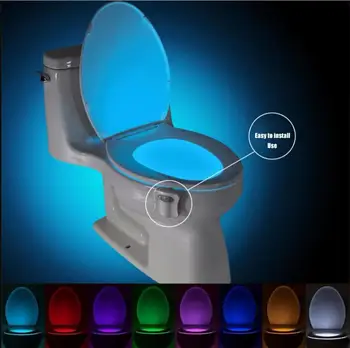 Интелигентен сензор за движение PIR, нощна светлина за седалката на тоалетната чиния, 8/16 цветове, водоустойчиви осветление за тоалетна, led лампа за тоалетна, лампа за тоалетна