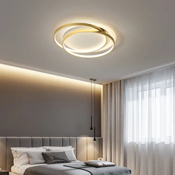 Съвременната златна led полилей за спалня, дневна, кухня, кабинет, тавана лампа, околовръстен лампа с дистанционно управление, осветителни тела