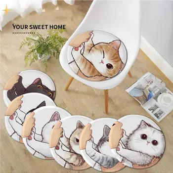 Хубава възглавница за сядане с изображение на котка, домашна възглавница, мека плюшена подложка за стол, зимна офис бар, интериор на дивана, татами