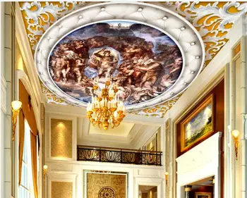 3d таван стенописи, тапети по поръчка, големи стенописи с класически дизайн в европейски стил, тапети в хола