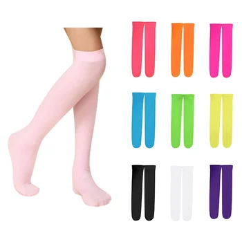 Детски чорапи от 3 до 12 години ярки цветове, дълги чорапи до коляното за малки момичета, аксесоари за деца, новост, 10 цвята, обикновен полиестер