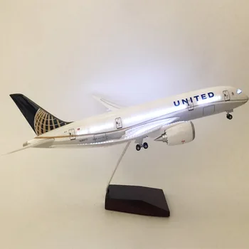 United Airlines B787, led, метални модел самолет 46 см, авиационен коллекционный миниатюрни украшения, сувенири