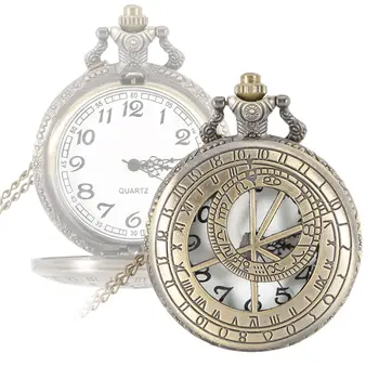 Джобни часовници унисекс в ретро стил steampunk Кръгли кристални джобен часовник с римски номер, выдолбленный корпус, часовници, подаръци с веригата LL@17