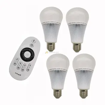 MiLight 2,4 G 4-зонный Безжично дистанционно управление + 4шт 9 W E27 Безжична CW/WW Двойна Бяла Led Лампа FUT019 Регулиране на цветовата температура