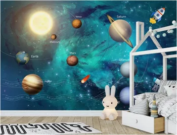 Изработена по поръчка фреска, 3d тапети Космос вселена детска стая начало декор живопис 3d стенописи тапети за стените на хола, 3 d