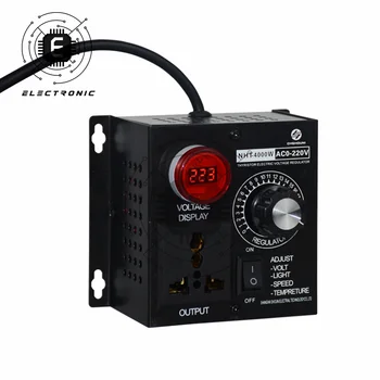 Регулатор на напрежение AC 220 4000 W Преносим регулатор на скоростта на температурата на светлата част на напрежение с регулируема затъмняване Компактен регулатор на променливо напрежение