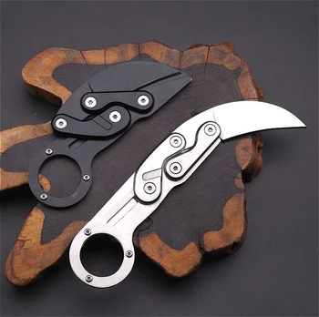 Изцяло метална сгъваеми ножове с нокти, инструмент за оцеляване на природата, EDC, механичен нож с нокът, джобен нож с две ръце