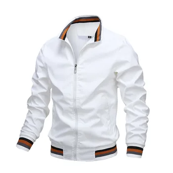 Модерно мъжко яке-ветровка, бяла ежедневно сако, мъжко улично водонепроницаемое спортно палто, пролетно-лятна яке-бомбер, мъжки дрехи