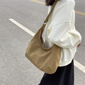 Модерна дамска чанта-месинджър, чанти за пазаруване с голям капацитет, холщовая студентски чанта унисекс, однотонная дамска чанта-тоут