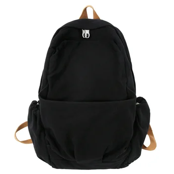 Обикновена раници от 100% памук, холщовые чанта за почивка или пътуване в лениво стил, унисекс, черен текстилен ученически чанти
