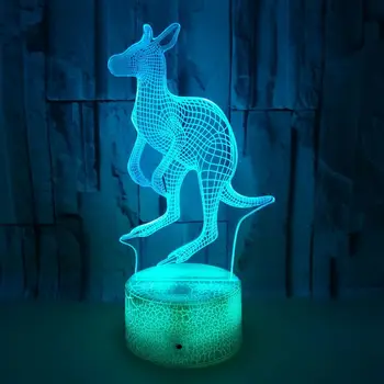 3D лека нощ, кенгуру, цветни 3D иллюзионный лампа, энергосберегающая настолна лампа за защита на очите, декорация на дома, светлини, коледни подаръци