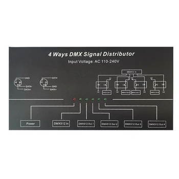 DMX512 Усилвател-Сплитер DMX512 Повторител на сигнала 1CH DMX121 4CH 4 Изходни Порта DMX124 Разпределител на сигнала, AC100V-240V