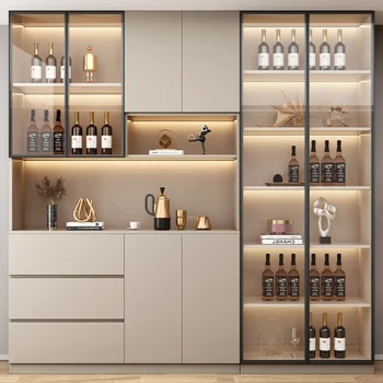 Ъглови винени шкафове за съхранение на високата кухненска стена, вино, охладители за ресторант, Луксозен хол, Estante Vinos, бар мебели QF50JG
