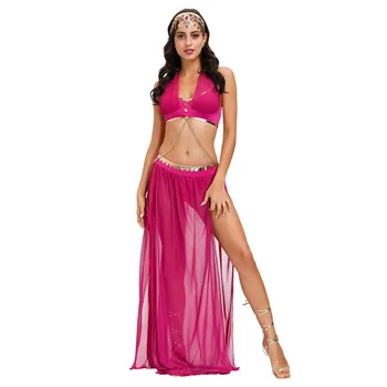 Костюми за танц на корема, комплект костюми индийската принцеса на танца на корема, женски шифоновый комплект костюми за танци в Боливуд