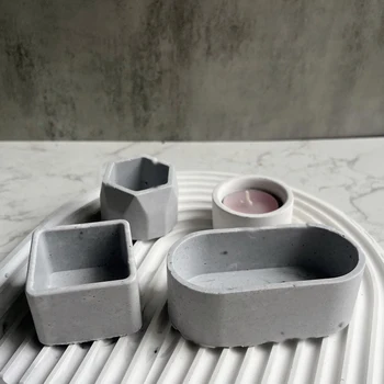 Геометрична банка за свещ със собствените си ръце, пота, силиконови форми за бетон, кутия за съхранение на цимент, производство на UV-форми от епоксидна смола, форма за декорация на дома