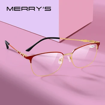 MERRYS дизайнерски дамски очила за четене, блокиране на синя светлина, асферични лещи за очила от смола CR-39 +1.00 +1.50 +2.00 S2019FLH