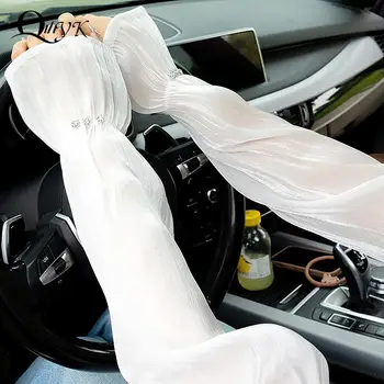 Нови летни елегантни дълги ръкавици без пръсти, дамски слънчеви ръкавици за шофиране, жените тънки ръкавици, дишащи охлаждащи ръкавици без пръсти