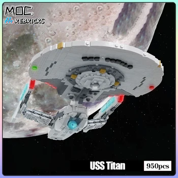Космически филм MOC Bricks USS Титан NCC 80102A градивен елемент на играчки Съберат модел САМ събирането на Набор от детски Коледни подаръци