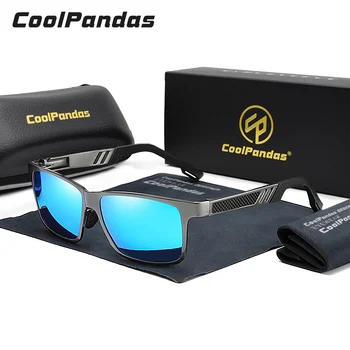 CoolPandas квадратни очила, мъжки поляризирани слънчеви очила, дамски класически дизайнерски очила за шофиране с антирефлексно покритие, огледални сини лещи, gafas de sol