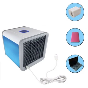 Овлажнител на въздух за охлаждане на автомобил, мини-климатик, вентилатор, пречистване на въздуха, регулиране на мобилен климатик, 3-бързо зареждане чрез USB, офис, къща