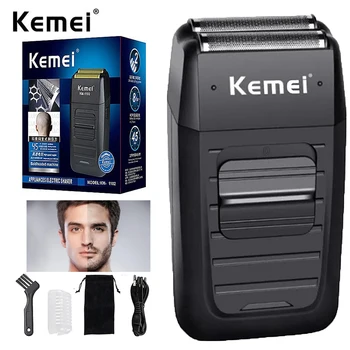 Kemei KM-1102 Акумулаторна безжична самобръсначка за мъже, двухлопастная възвратно-поступательная самобръсначка за оформяне на брада, грижа за лице, мултифункционален мощна машинка за подстригване