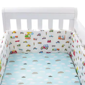200 СМ Бебешко легло, дебели брони, твърди кошче около възглавници, бебешко кошче (безплатно), миещи предпазни възглавници от сблъсъци, интериор на стаята за новородени