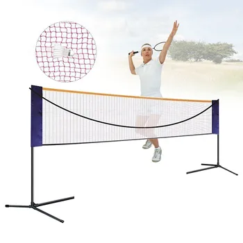 20 ФУТА Преносим Регулируема стандартен набор от мрежи за бадминтон, двойна игрище за волейбол, тенис на открито