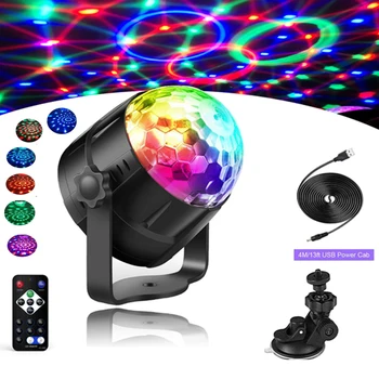 USB 3 W RGB, въртяща се диско топка, DJ, вечерни светлини, проектор, стробоскопическая лампа за автомобилния клуб, караоке бар, Коледа, сватба, дом декор