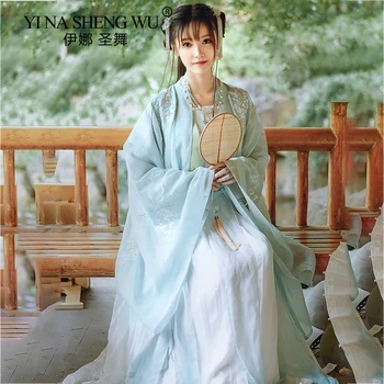 Древен китайски традиционен Hanfu за жени на династията Тан, елегантен топ с бродерия феи, поли, костюми за cosplay, комплекти от 3 теми