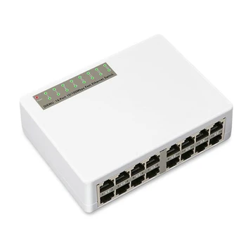 16 порта Fast Ethernet LAN RJ-45 Vlan 10/100 Mbps мрежов комутатор Switcher Хъб настолен КОМПЮТЪР