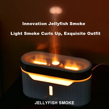 Нов овлажнител на въздуха за ароматерапия с пламък, електрически ултразвукови решетки аромата на етерични масла, с дымовым пръстен във формата на медузи, лека нощ
