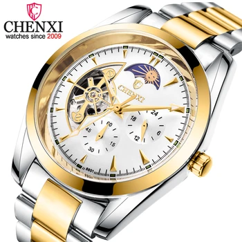 Мъжки часовник CHENXI Луксозен дизайн с турбийоном, автоматични механични часовници, най-добрата марка, бизнес ръчен часовник в ретро стил, Relogio Masculino