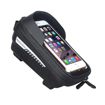 Велосипедна чанта за мобилен телефон, велосипедна опаковка със сензорен екран, черна трехточечная чанта за закрепване на горната тръба, чанта за управление на колата, Ева водоустойчив