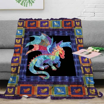 1 бр. одеало с изображение на дракон, фланелевое покривки, леко и удобно за дома/пикник/пътуване