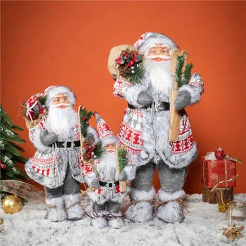 Украса Дядо Коледа, бяло плюшевое коледна декорация, кукла, декорация за дома, подарък за коледа, витрина, в търговски център, атмосфера, украса