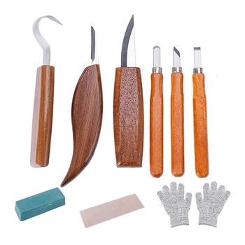 Инструмент за резба по дърво Полировочный състав Комплект за рендосване на дърворезбата Скульптурная лъжица, нож за конци