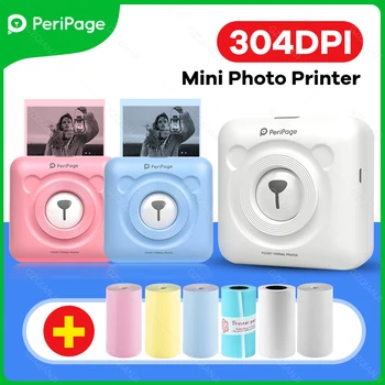 Peripage A6 304 точекна инчов Фотопринтер Мини Bluetooth Отбелязва на Етикета Стикер Принтер с Цветна Хартия, На Роли За Домашен Офис В Подарък
