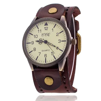 CCQ Реколта часовници-гривни от волска кожа, висококачествени антикварни дамски ръчен часовник, Луксозни кварцов часовник Relogio Feminino