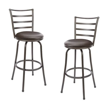 2 бр., метални и кожени бар столове, регулируеми на височина, стелажи, въртящи се на бар столове, 360-градусное завъртане на седалката