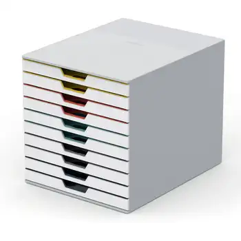 Настолна кутия за съхранение на Varicolor Mix с 10 чекмеджета, Бял / многоцветен - 10 чекмеджета - Височина 11 
