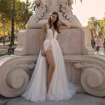 2021 Вечерна рокля женски 2021 нов стил на отделни банкет за експозиции любовница на годишната среща на водещ текстура V образно деколте Сватбена рокля за младоженци