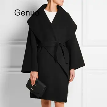 Есенно-зимния вълна палто, проста модерен шал, свободна вълнена куртка със средна дължина, дамски връхни дрехи, новост 2020 г.