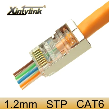 xintylink конектор rj-45 cat6 мрежов конектор cat 6 8p8c stp rg rj 45 lan штекерный екраниран позлатен конектор за свързване на Ethernet кабел